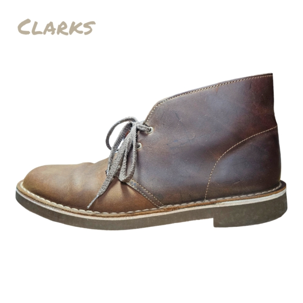 Clarks Desert Boot Bushacre 3 Chelsea – Stivali Uomo In Pelle, Slip-On Con Pannelli Elastici, Suola In Gomma, Colore Marrone Scuro